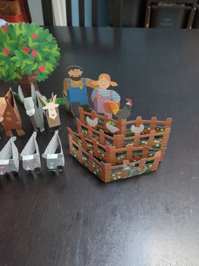 La vie a la ferme personnage figurines carton jouet écologique - photo numéro 3
