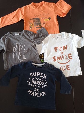 Lot de 4 tee-shirts manches longues 1 an