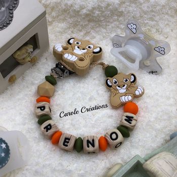 Attache tétine personnalisé en silicone simba le roi lion