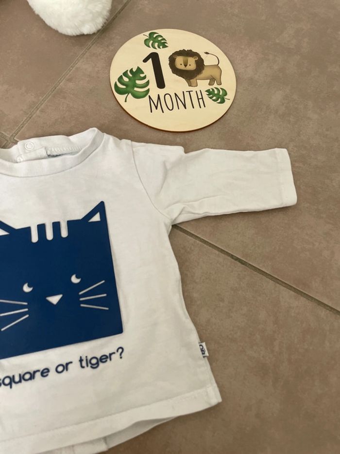 T-shirt haut manches longues bébé mixte 1 mois obaibi - photo numéro 4