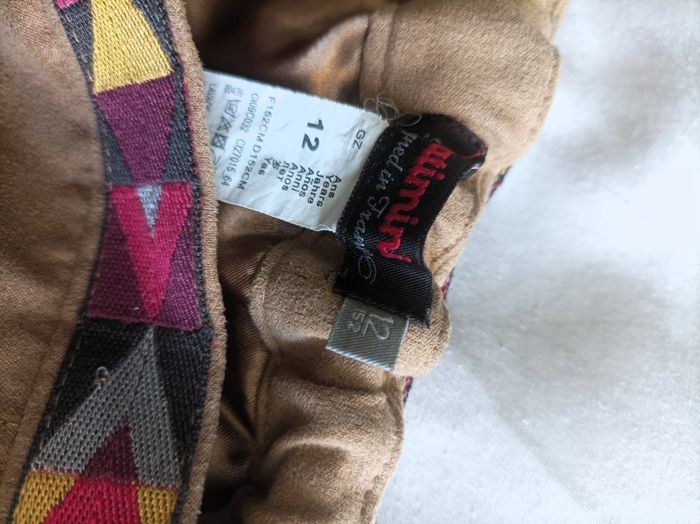 Jupe Fille Catimini 12 ans Daim beige camel ceinture imprimée TBE - photo numéro 2