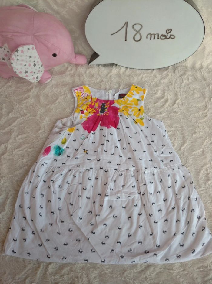 Robe doublée été Fille 18 mois Fleurs Fourmi Catimini 100% coton