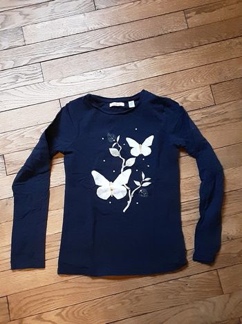 T-shirt manches longues bleu marine à motifs Okaïdi