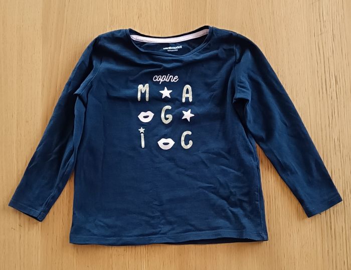 T-shirt manches longues Vertbaudet 4 ans fille bleu marine - photo numéro 4
