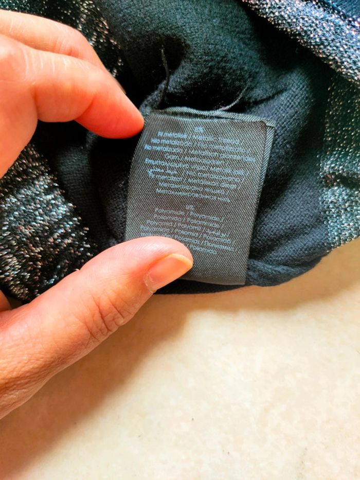 Pull rayé gris et noir ample taille 38 marque bréal - photo numéro 6