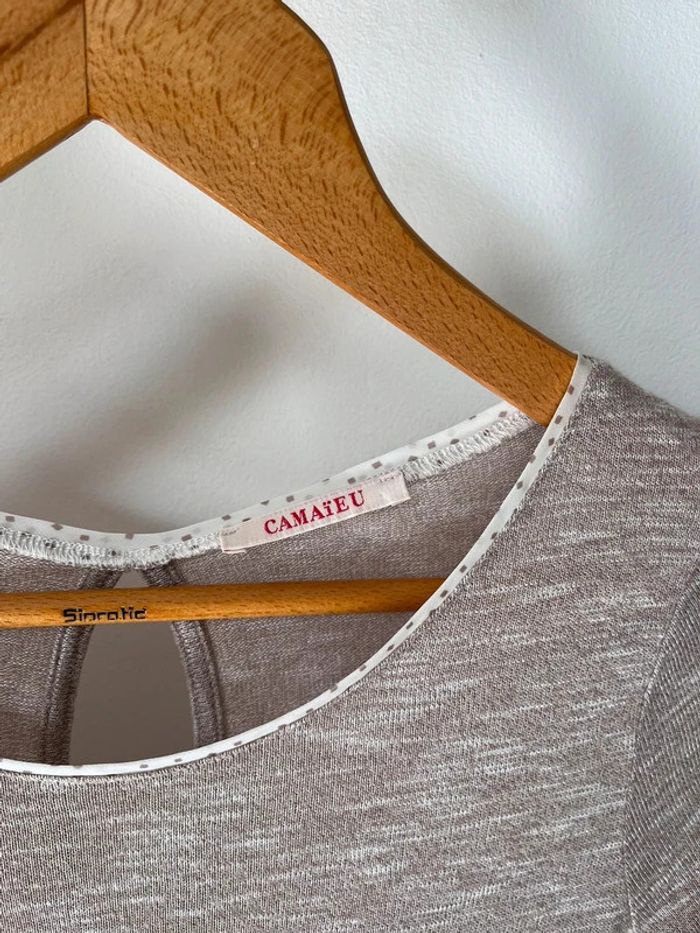 Haut taupe manches longues Camaïeu - photo numéro 3