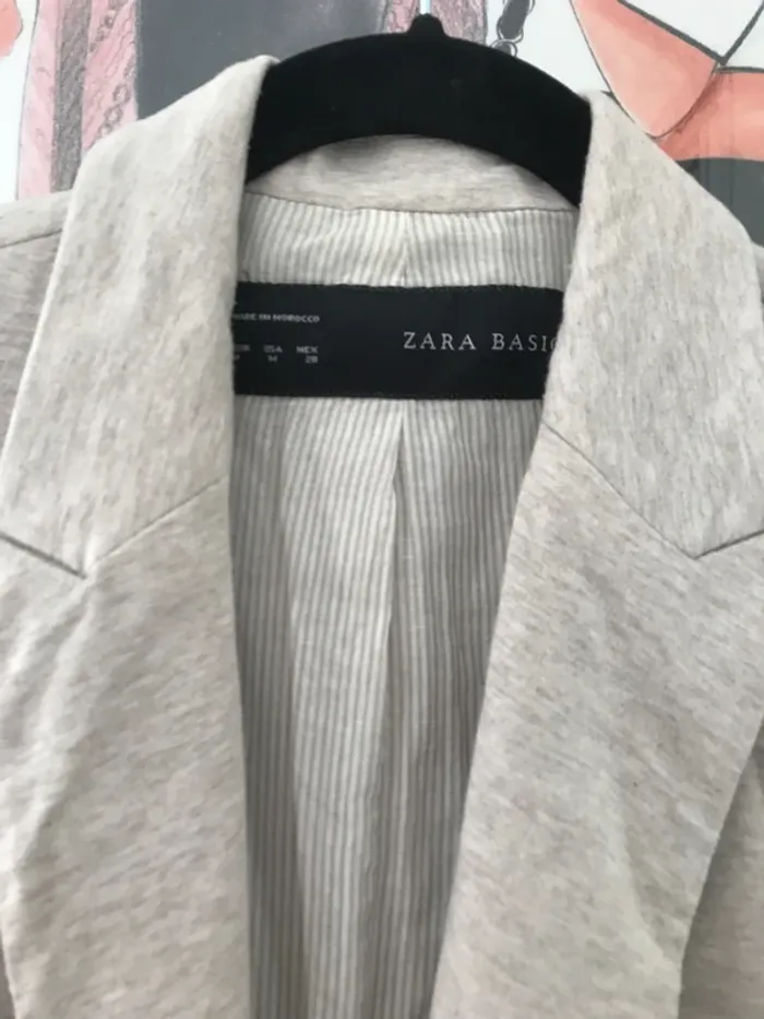 Blazer coton Zara M beige chiné - photo numéro 3