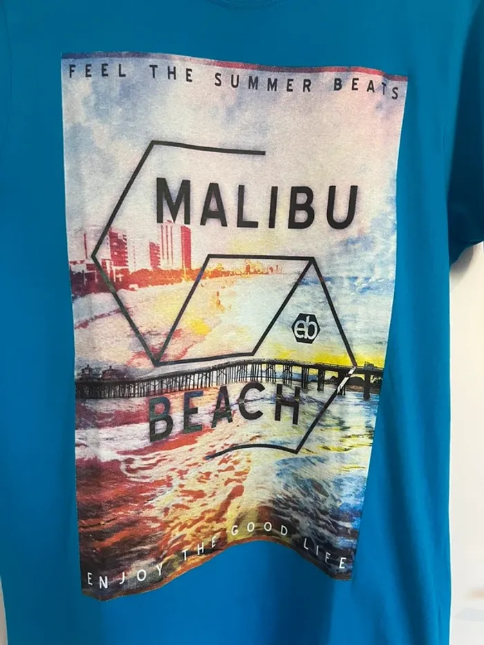 T shirt homme - bleu Turquoise - Malibu beach - taille XL - photo numéro 2