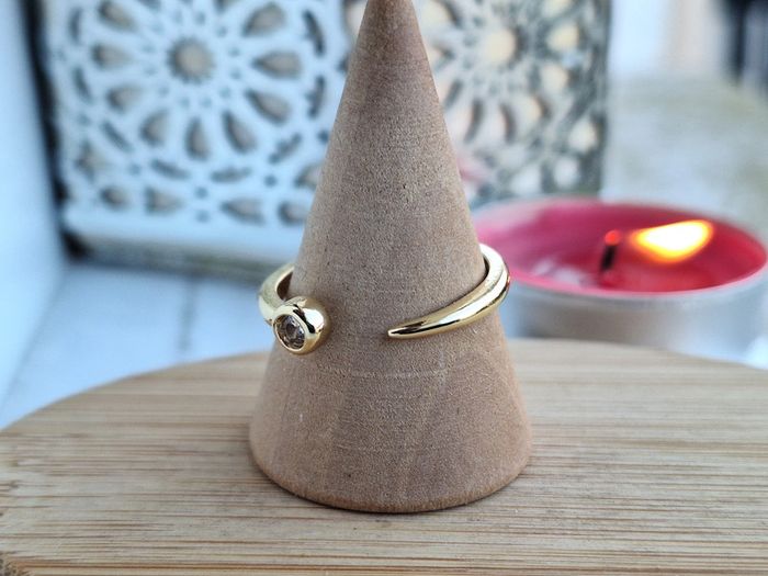 Bague ouverte avec strass design Réglable, Bague de fiançailles pour femmes, Cadeau pour elle - photo numéro 4