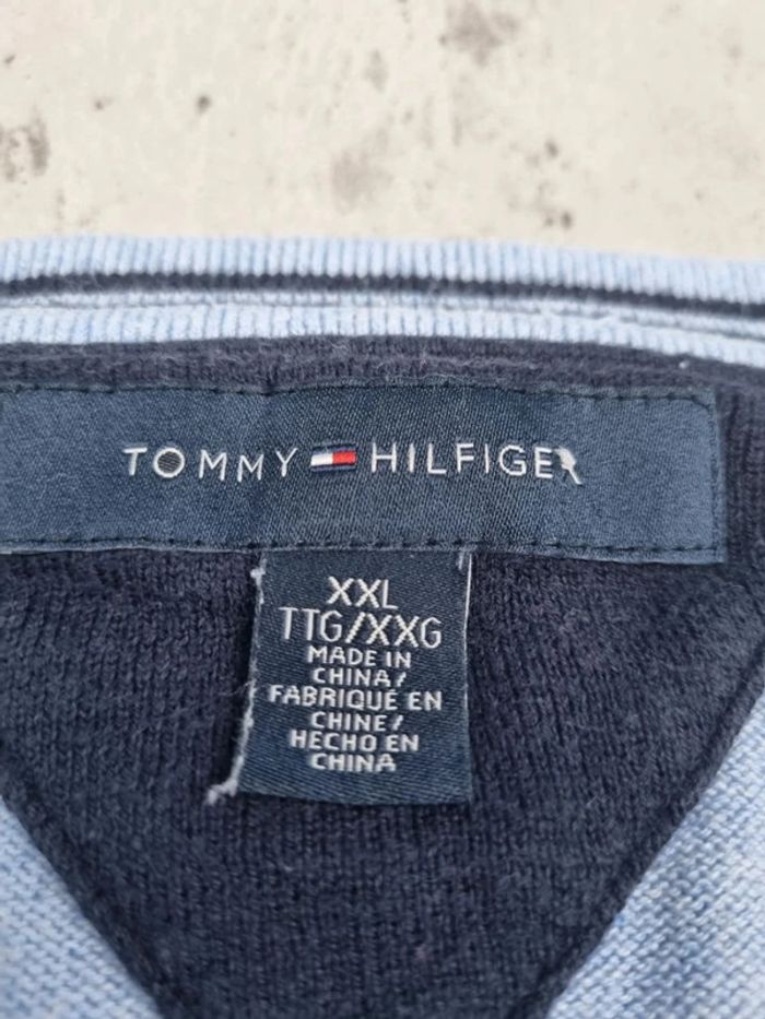 Pull col V Tommy Hilfiger bleu ciel – Taille XXL Homme - photo numéro 6