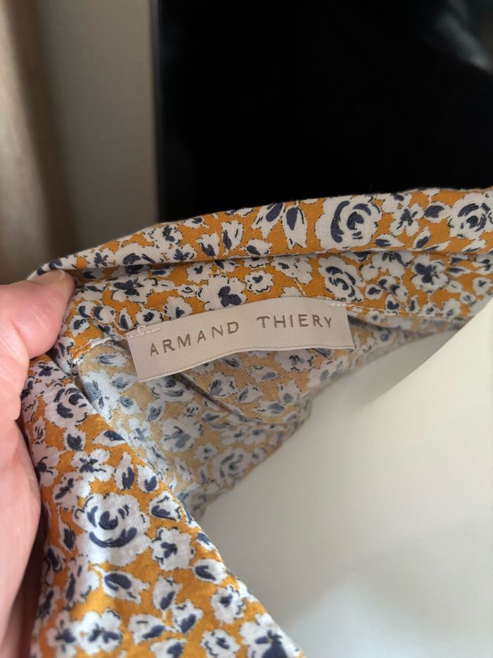 Chemise fleuri Armand Thierry jaune bleu taille S - photo numéro 4