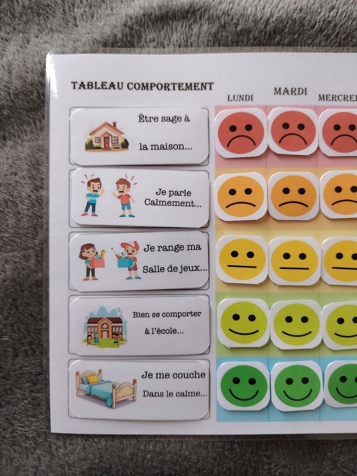 Tableau comportement plastifié conçu pour les enfants - photo numéro 2