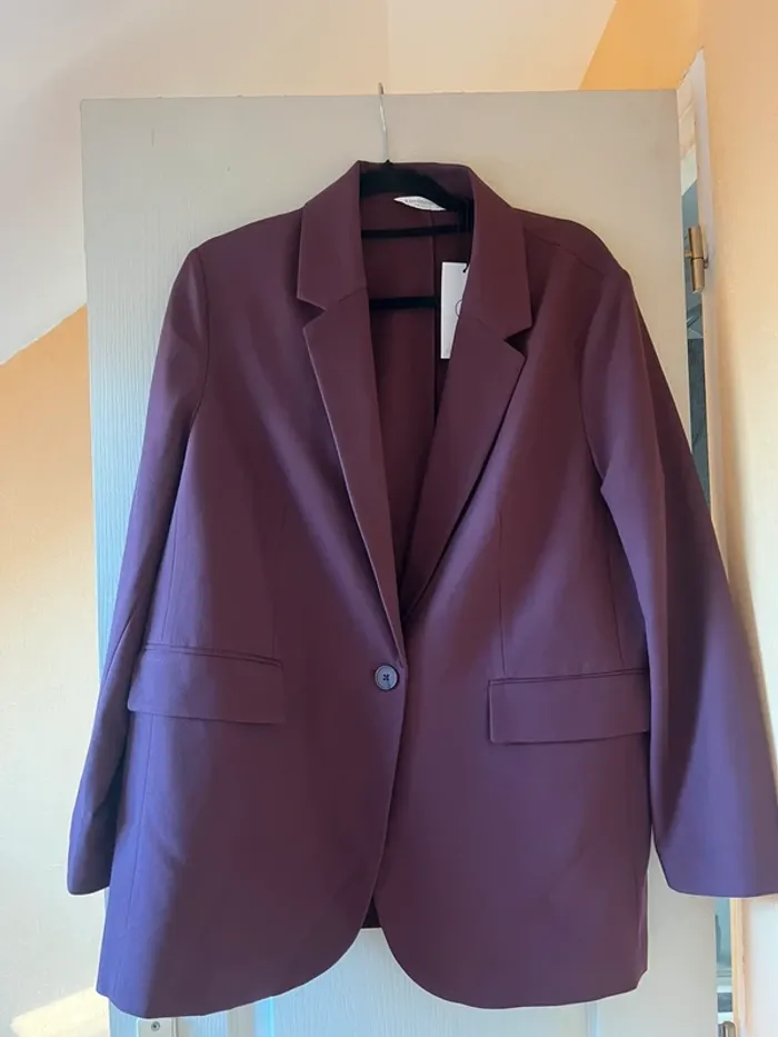 blazer regular fit bordeaux stradivarius - photo numéro 3