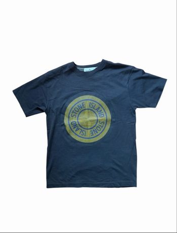 T-shirt Stone Island bleu logo jaune – Taille S – Authentique Certilogo