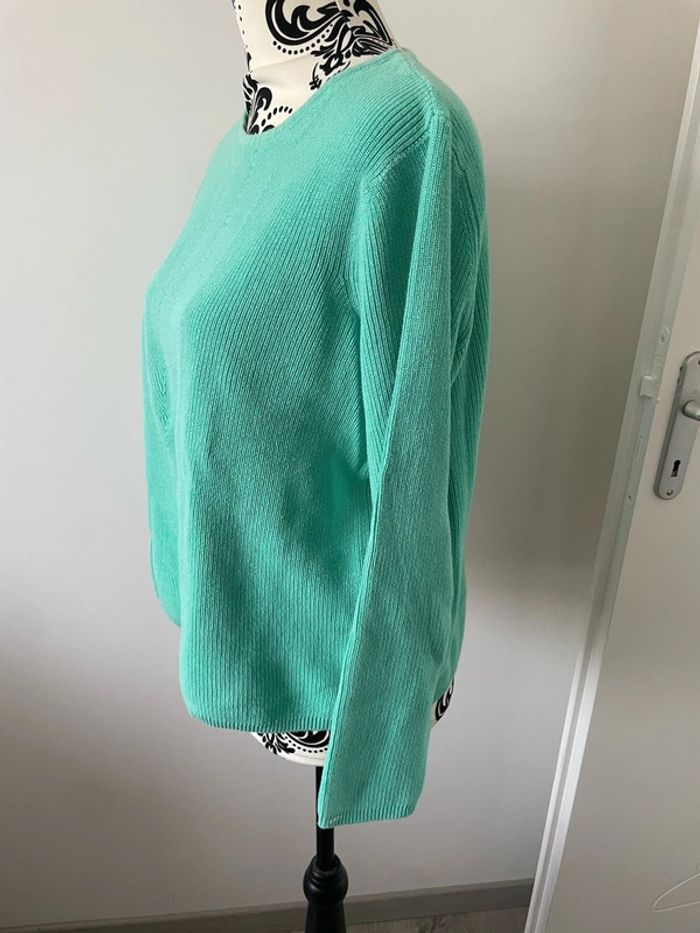 Pull à manches longues vert clair col rond 100% coton Gerry Weber taille 40 - photo numéro 3
