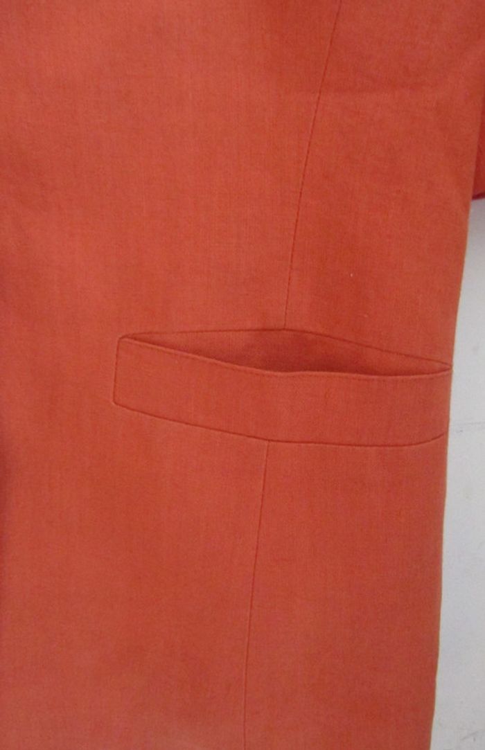 veste vintage en 100% lin couleur brique marque synonyme georges rech - photo numéro 3