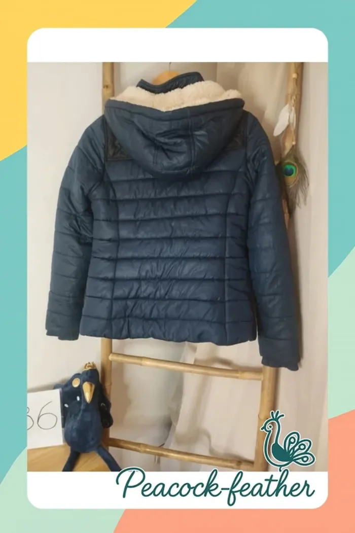 Manteau doudoune Kiabi 36 bleue - photo numéro 7