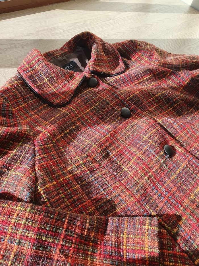 Veste tweed, tons orangés, Très bon état,  taille 44/46 - photo numéro 6