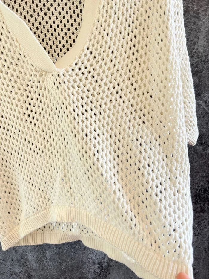 Top col polo maille ajourée femme Pimkie taille S mujer cuello calado donna maglia Damen Polokragen - photo numéro 2