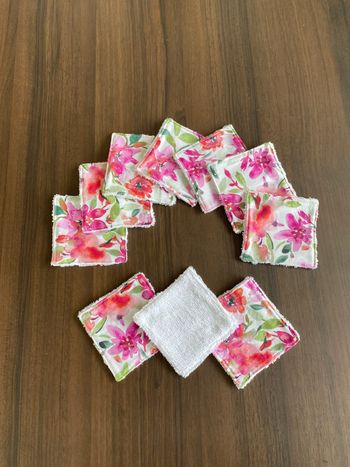 Lot 10 carrés cotons lavables réutilisables