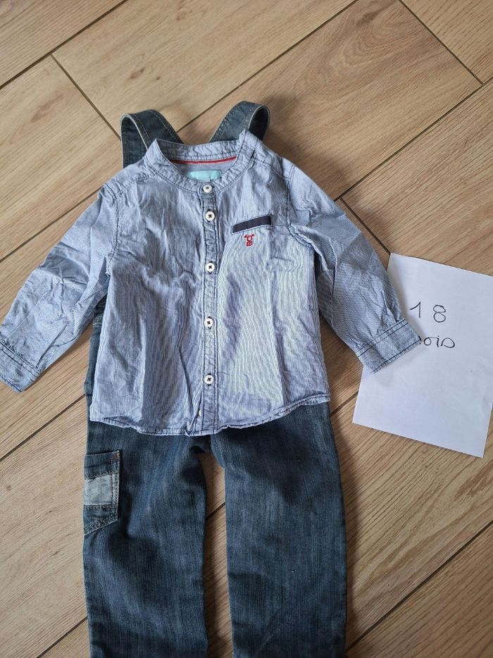 Ensemble salopette chemise 18 mois garçon - photo numéro 4