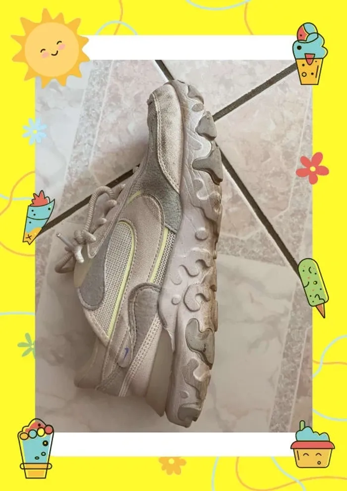Basket nike REACT R3VISION 39 blanche grise jaune fluo - photo numéro 3