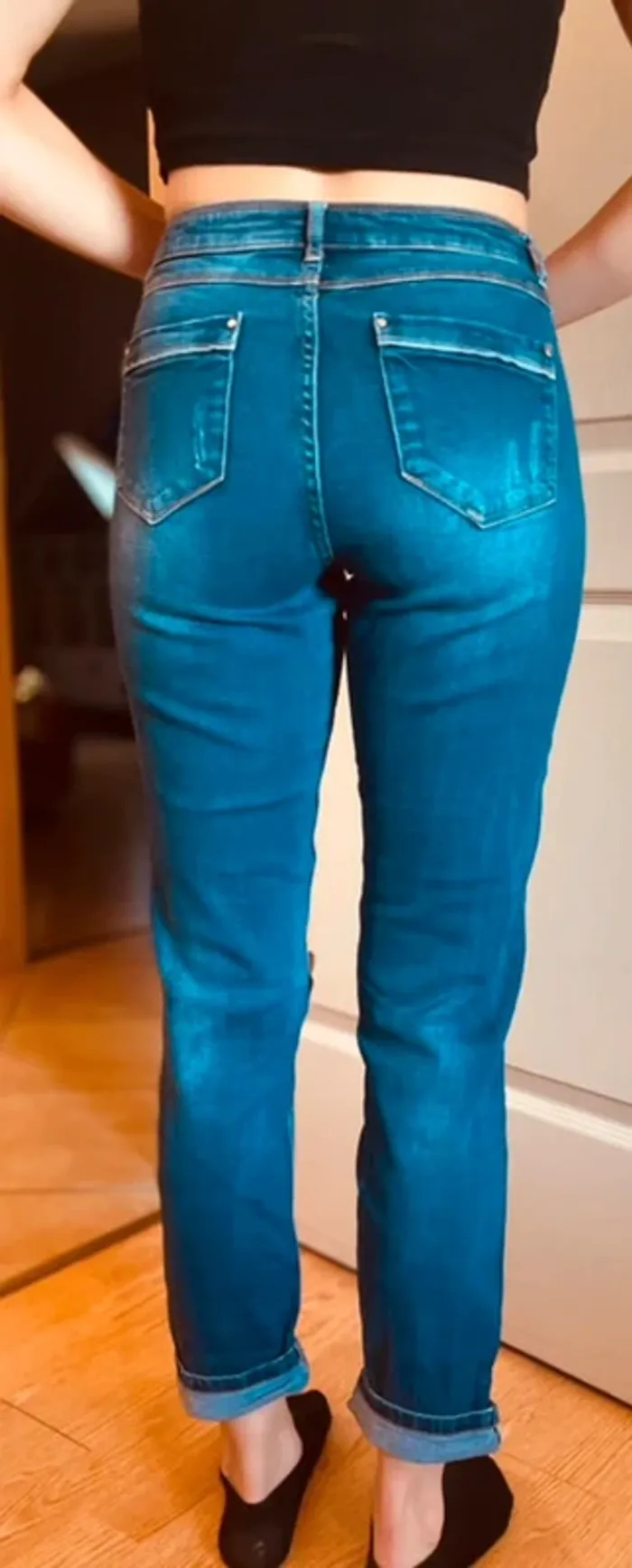 👖 Jean slim bleu avec effet usé & déchiré - photo numéro 4