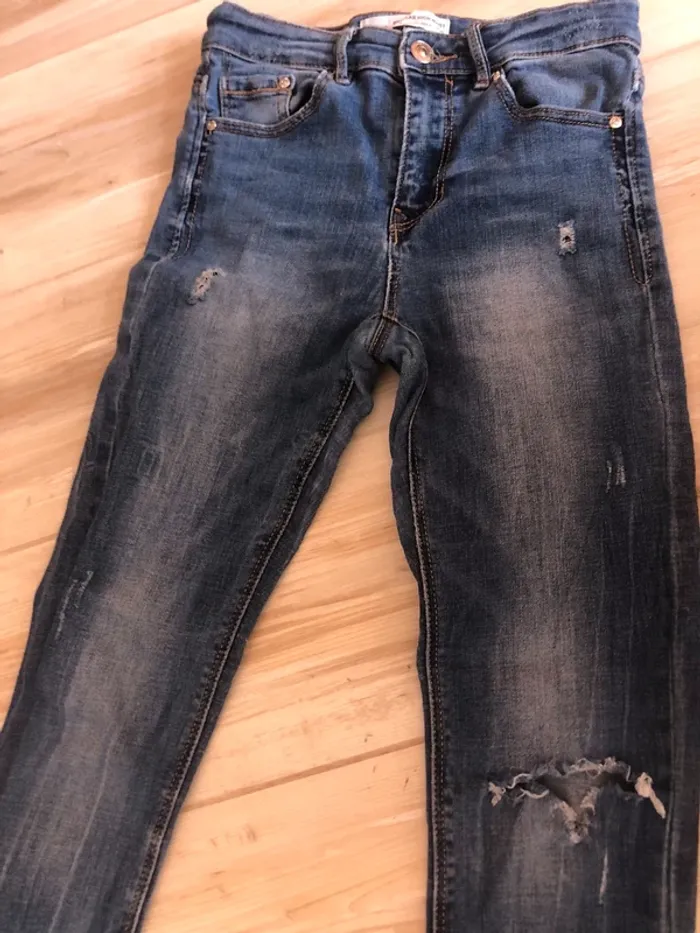jean taille haute skinny stradivarius bleu - photo numéro 4