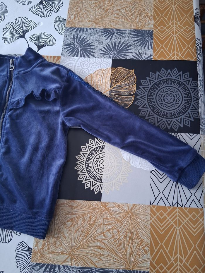 Ensemble de jogging fille bleu marine en velours 6 ans - photo numéro 2