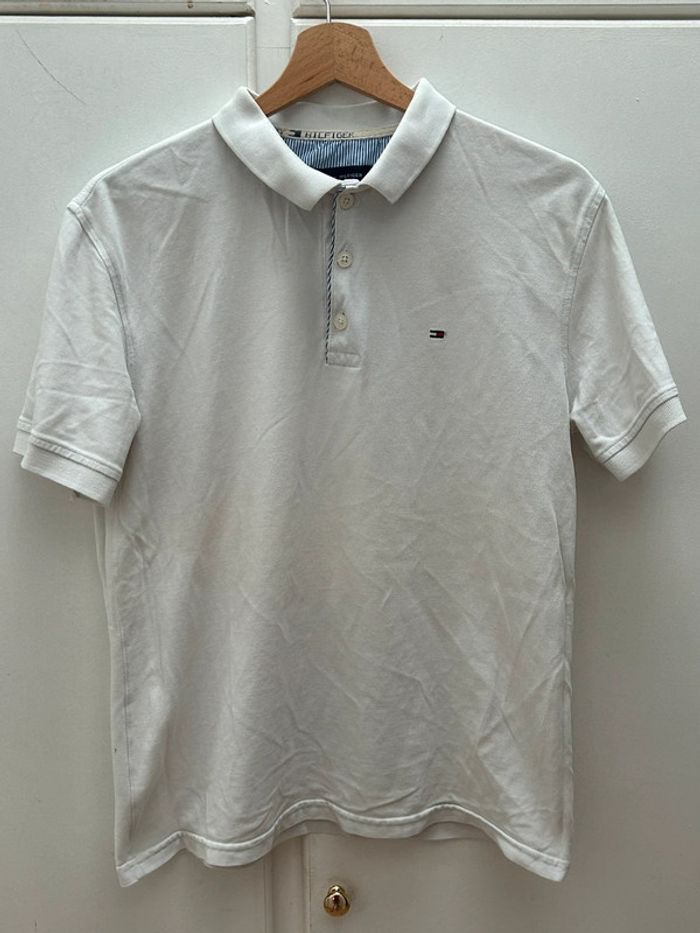 Polo blanc tommy hilfiger - taille M en coton