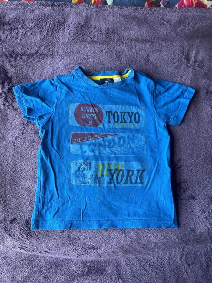 T-shirt manches courtes garcon en coton bleu et imprimés thème villes My Chicco taille 4 ans