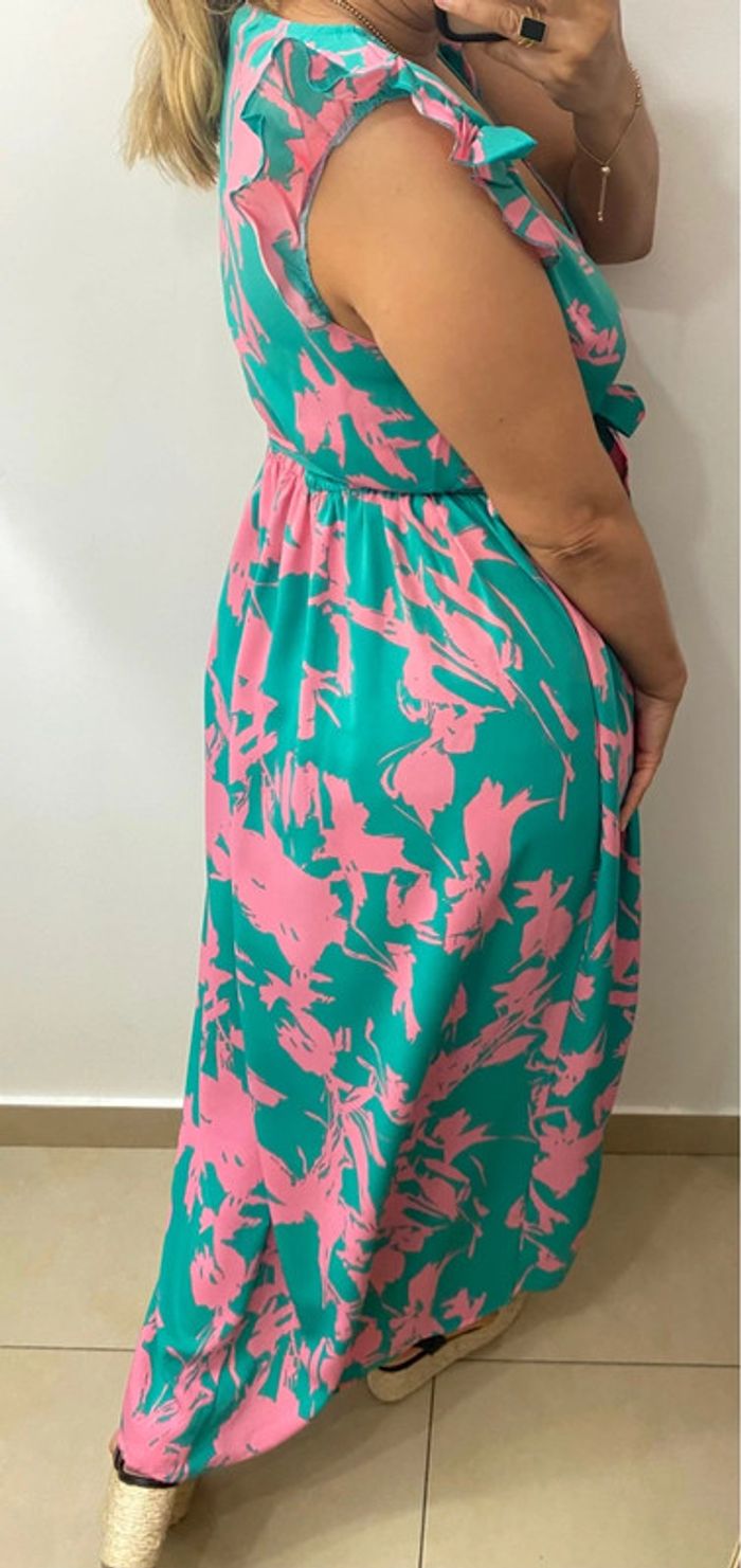 Robe longue imprimée avec ceinture Taille S-M - photo numéro 8