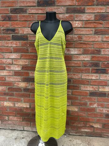 Robe de plage longue en maille ajourée vert anis - H&M - Neuve - Taille M