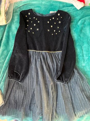 Robe de Noël velours bleu 6 ans