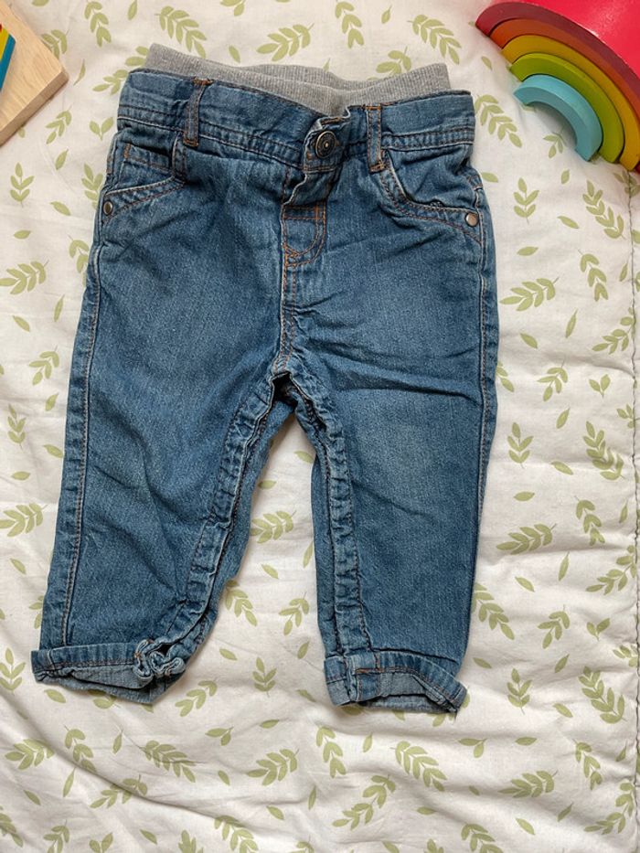 jean bleu tape à l'oeil taille réglable 9 mois pressions entre les jambes - photo numéro 3