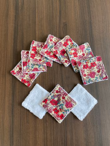 Lot 10 carrés cotons lavables réutilisables