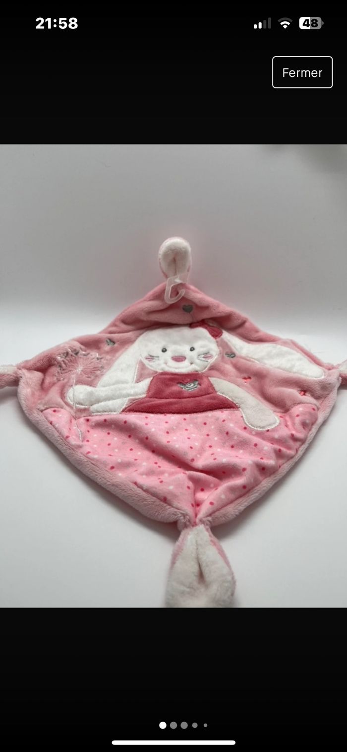 Doudou Tex lapin plat rose neuf