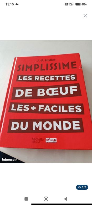 Vend livre de recette de boeuf les + facile du monde