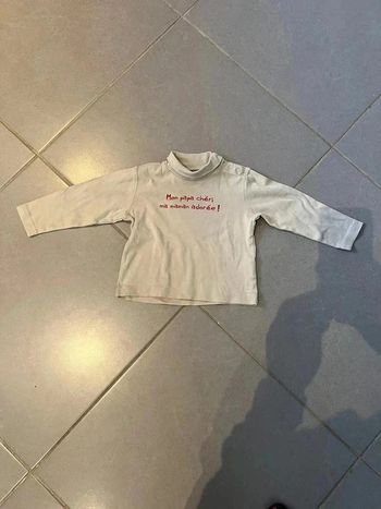 T-shirt col roulé Manches longues - Grain de blé - Gris, beige & rouge - 23 mois