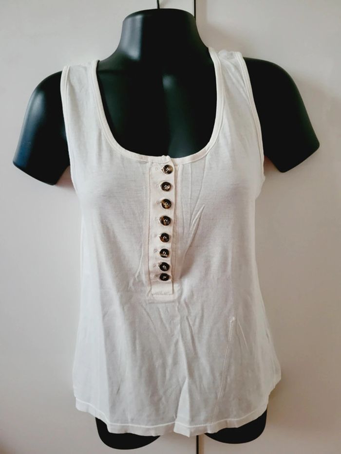 Haut Top tee shirt débardeur blanc Lee Cooper denim en 100% coton taille L 40 - photo numéro 2