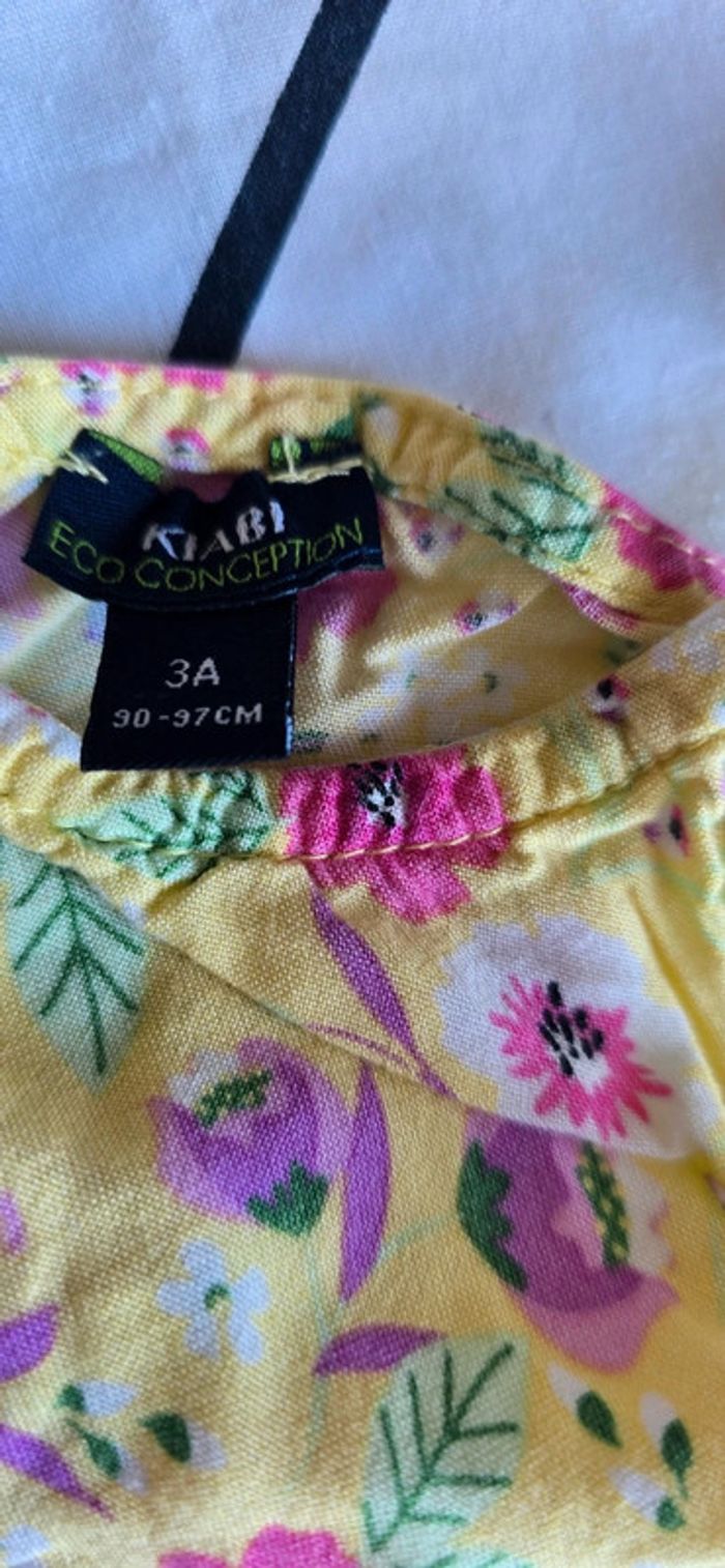 Adorable robe d'été fleurie jaune et rose, taille 3 ans - photo numéro 3