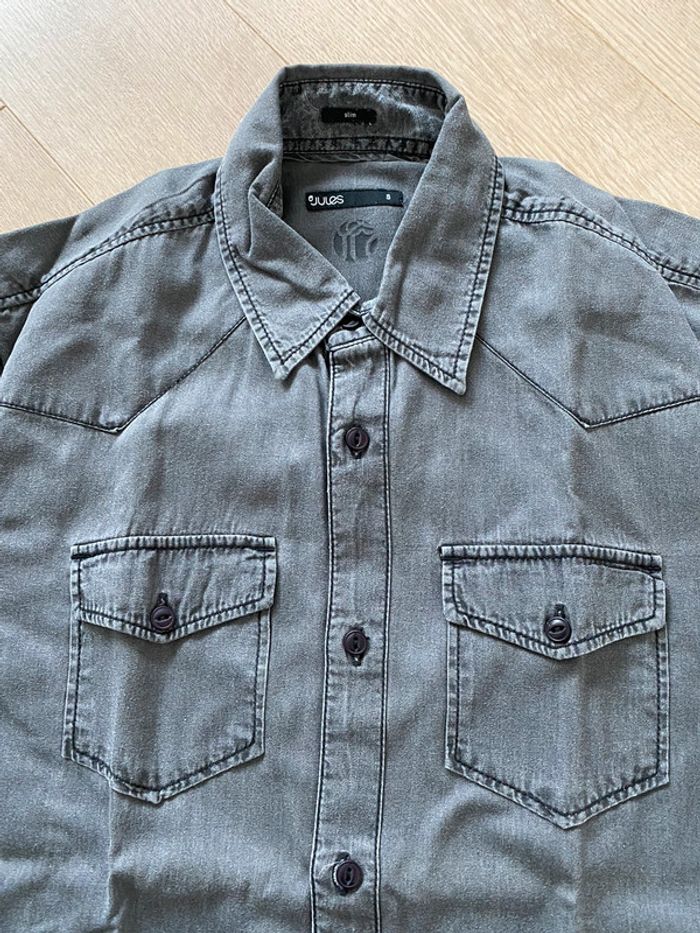 Chemise en jeans gris délavé homme Jules - photo numéro 2