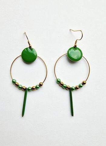 Boucle d'oreille créole verte