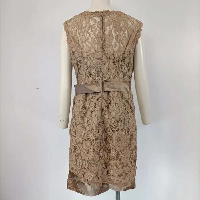 Robe de soirée semi transparente, motifs floraux, beige, été, cérémonie A058 - photo numéro 4