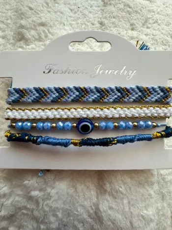 Lot bracelet brésilien œil de protection bleu doré