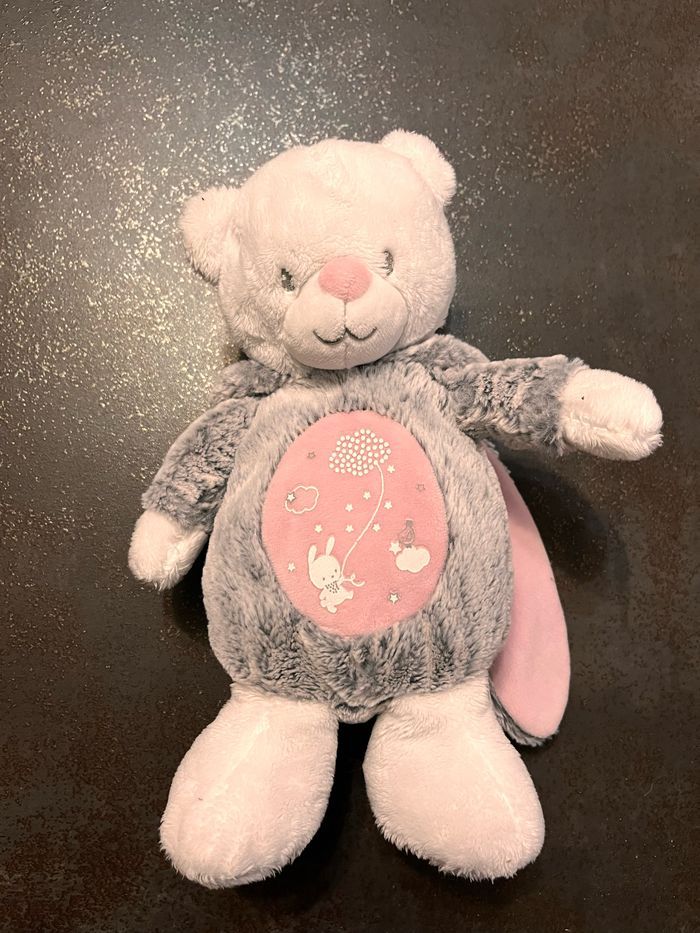 Doudou mots d’enfants ours déguisé lapin gris rose
