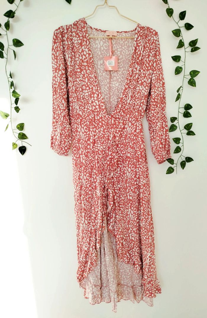 Robe cache coeur portefeuille motif léopard rose clair taille 38 goa