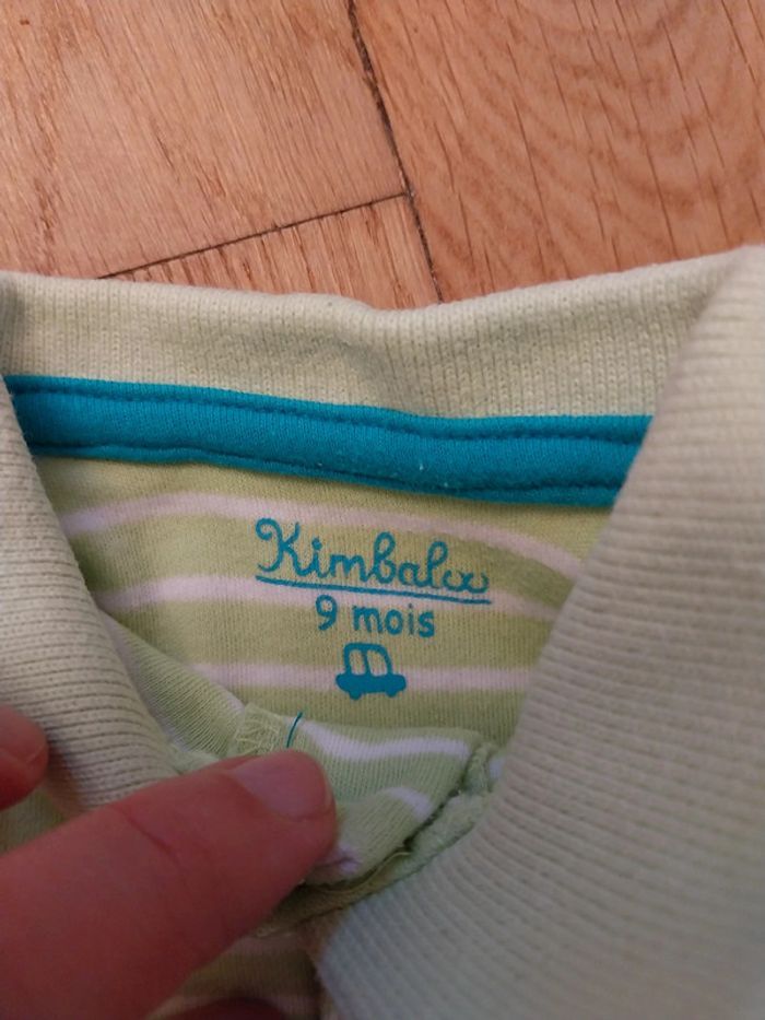 Body/polo rayé vert pomme (9M) - photo numéro 4