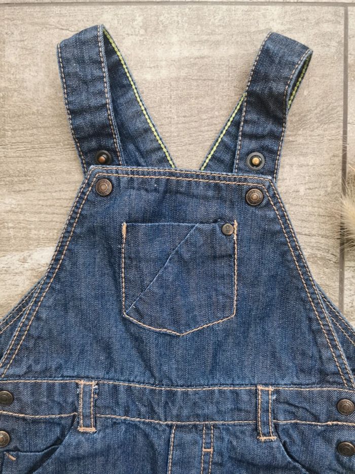🌺Salopette short Obaibi 6mois jean denim bleu foncé - photo numéro 3