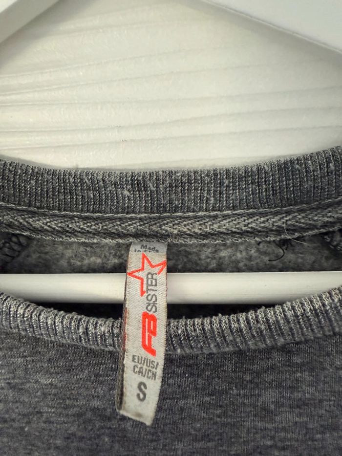 Pull d'hiver sweat gris foncé avec noeuds col rond à manches longues - photo numéro 6